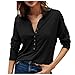 Camicia con risvolto da donna Maglietta con scollo a V tinta unita alla moda con bottoni a maniche lunghe casual
