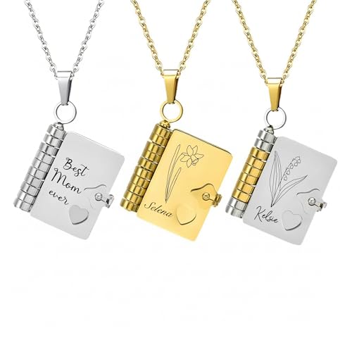 Collana di libri apribili personalizzati per donne e uomini, ciondolo