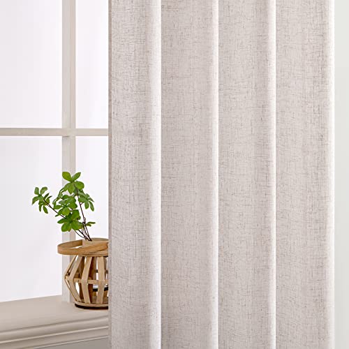 Miniatura 2 de Miulee Juego De Cortinas De Lino Translúcido De Dos Piezas Con Ojales Cortinas Modernas Para Dos Puertas De Balcón Cortinas Para Salón Dormitorio 245x200cm Hxl Lino Natural Blanco