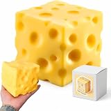 Big Cheese Squishy Toy, Jumbo Soft Sensory Cheese Block Stress Ball, Large Slow Rising Squeeze Fidget Toys for Adults , Giant Realistic Cheese Cube Novelty Gift for Relax and Focus (3.9in)