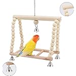 8-teiliges Holzpapageienspielzeug, Papageienvogelkauen Naturholz Hängende Glocke Vogelkäfig Schaukelspielzeug Geeignet für Nymphensittich, Finken, kleine Sittiche, Wellensittich – Bild 4