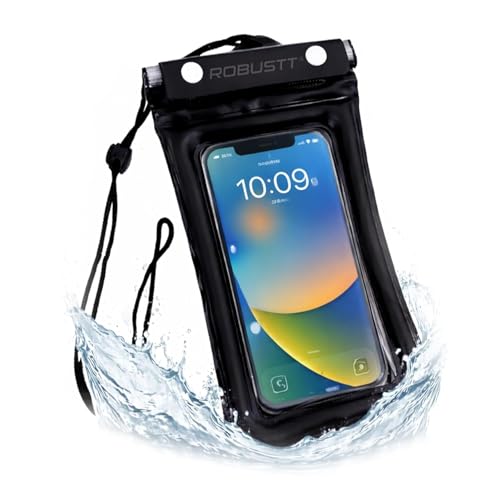 Image of Robustt Floating Waterproof Mobile Pouch with Neck Lanyard (Pack of 2) | Touch Screen Compatible | Fits Smartphones Upto 7 Inch | Triple Seal Waterproof Cover for Beach, Rain, Pool