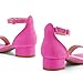 K KomForme Girls Sandals Low Heels Dress Pump Ankle Strap Open Toe Wedding Party Shoes, Size 2 Big Kid, Hot Pink