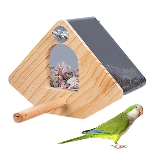 Caja nido de periquitos – Caja de cría transparente – Caja nido de madera fácil de limpiar para cacatúa, peonía, loros, conure