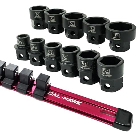 Cal-Hawk Pro 11Pc 1/2" Drive Nano Low Profile Impact Socket Set, SAE Cover