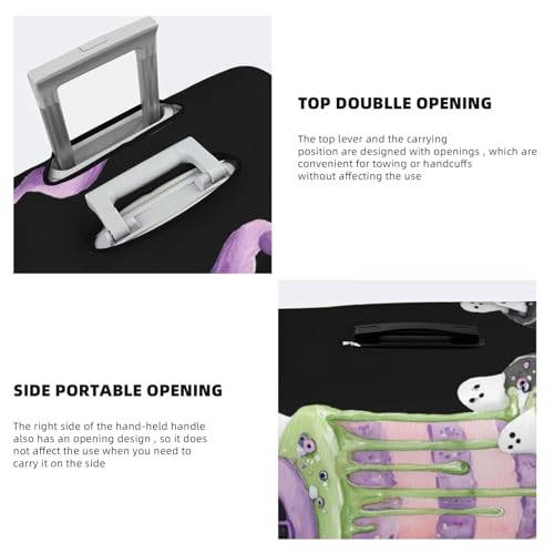 Halloween Cake Purple Witches Hat Elastic Travel Luggage Covers Dustproof Scratch-Resistant Suitcase Protector Fit 22-24 Inch3