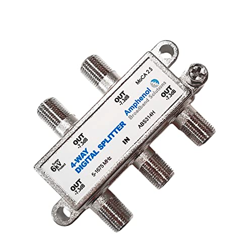 Amphenol 4-Way Digital Coaxial Splitter MoCA 2.5 ABS314...