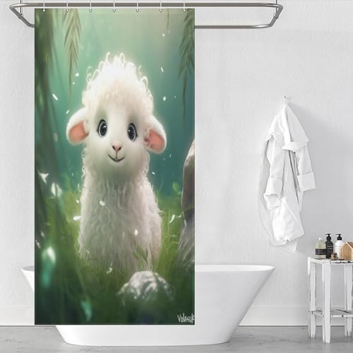 Rideau de douche en polyester lavable et anti-moisissure avec 12 crochets - 2