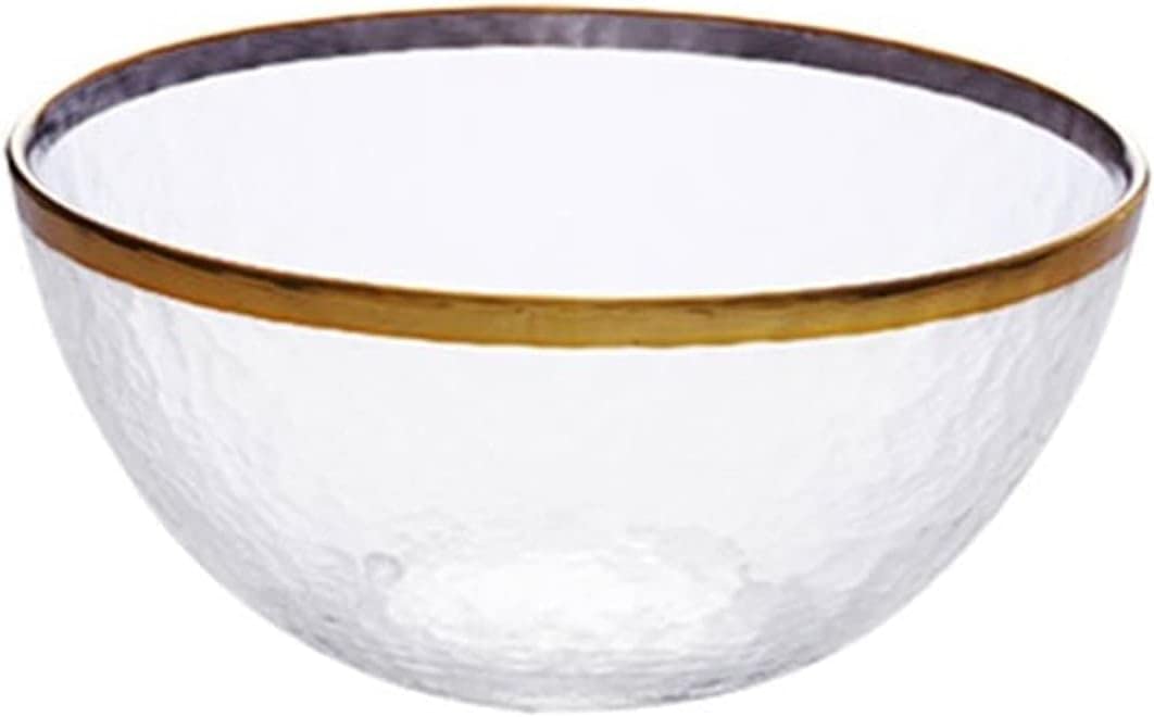 Szklana salaterka ze złotą krawędzią – elegancka miska do serwowania owoców, ryżu, zup, wszechstronne przechowywanie żywności i dekoracja stołu na lunch i kolację