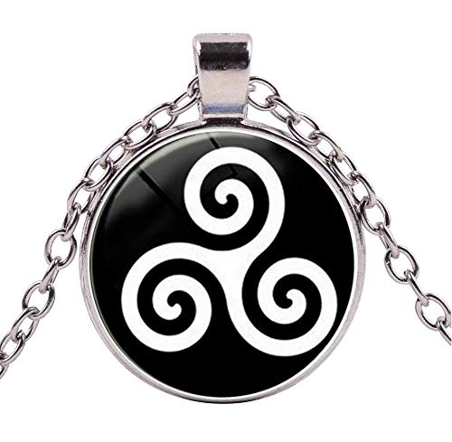 Preisvergleich Produktbild Unbekannt Générique Halskette Anhänger Triskel, schwarzer Hintergrund, versilberter Stahl