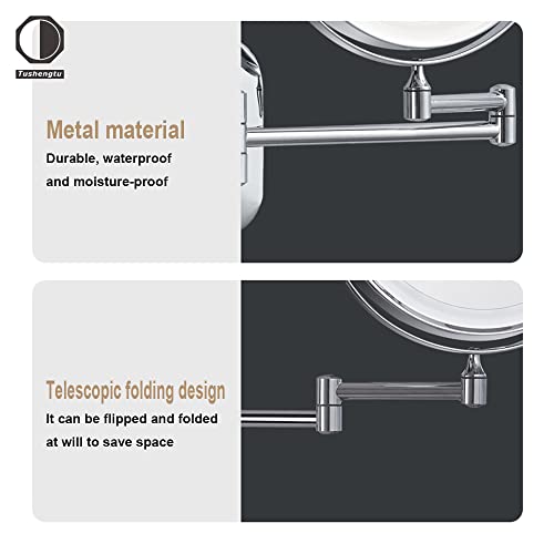 Tushengtu 8”Wall Mounted Makeup Mirror With Intelligent Light Control-10X Magnification, Rotatable Mirror, Adjustable Brightness And Color Temperature #TOP4