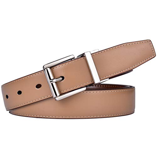 Image of Beltox Men's Belt Dress Casual Reversible Leather 1.1 inch w Roller Buckle Rotated