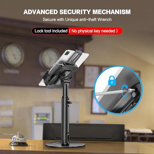 Image of AboveTEK POS Tablet Kiosk Stand - Universal Tablet Locking Mount for 7.9 inch-11 inch Devices, 360 Swivel Anti-Theft Security Stand for iPad, iPad Air, Samsung, Height Adjustable Desk Countertop