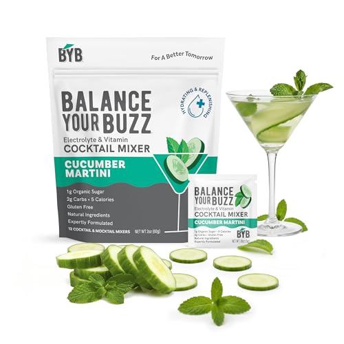 BYB Mixers Cucumber Mint Martini Cocktail Mix Packets (12 Pack)