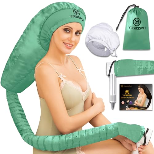 Bonnet Hair Dryer,Hooded Hair Dryer Attachment, Dryer Hooded Diffuser Cap for Curly,Speeds Up Drying Time,Safety Deep Conditioning at Home(Green)