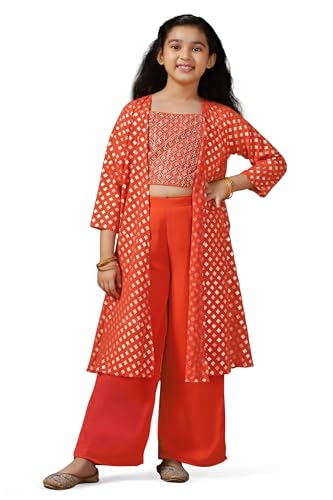 Image of Fashion Dream Girls Georgette Embroidered Palazzo Set|Kids Ethnic Wear|sharara set for girls|Indo Western Set