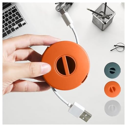 1-Pack Compact Portable Round Rotating Cable Organizer Cable Management Holder