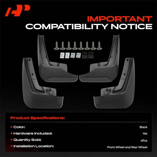Image of A-Premium Mud Flaps Compatible with Audi | for e-tron Quattro 2019-2022 Sport Utility, No Drilling Required Mud Guards with Hardware Accessories, Set of 4 Front Rear