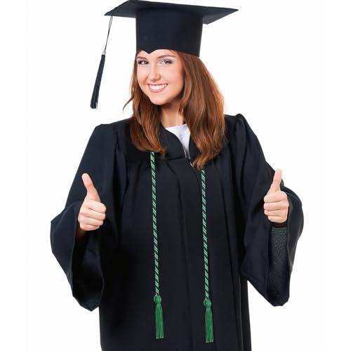 Image of Graduation Honor Cord 68 inch Grad Braided Honor Cords with Tassel Honor Rope Grad Cords for Graduation Students Bachelor Master Doctoral Gown Grad Decor (Kelly and Black)