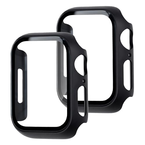 Xahpower 2 Pezzi Cover per Apple Watch Serie 9/ Serie 8/ Serie 7 41 mm, Pellicola Protettiva in Vetro Temperato, Resistente ai Graffi e Alle Cadute, Integrata 9H