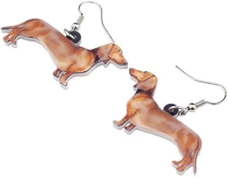 NEWEI Acrylic Cute Boho Wiener Dachshund Dangle Earrings Fun Puppy Pets Bohemian Design Jewellery Accessories Weiner Dog Gifts For Women Dog Mom Animal Lovers (Blue