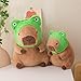 Ditucu Cute Capybara Plush Pillow with Wearable Frog Hat Stuffed Animal Capibara Plushies Toys Gifts for Kids Brown 13.7 inch