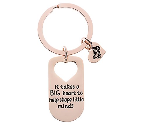 Teacher Charm Keychain, It Takes Big Heart to Teach Little Minds Rose Gold Jewelry, Teacher Gift - Show Your Teacher Appreciation