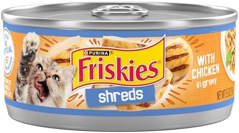 Purina Friskies Shreds With Chicken in Wet Cat Food Gravy – (Pack of 24) 5.5 oz. Cans