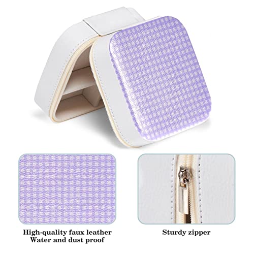 Boîte à bijoux pour colliers, bagues et boucles d'oreille violette en plaid
