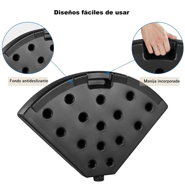 Yaheetech Base Sombrilla Rellenable 4 Piezas de Arena 66kg y Agua 52L Negro