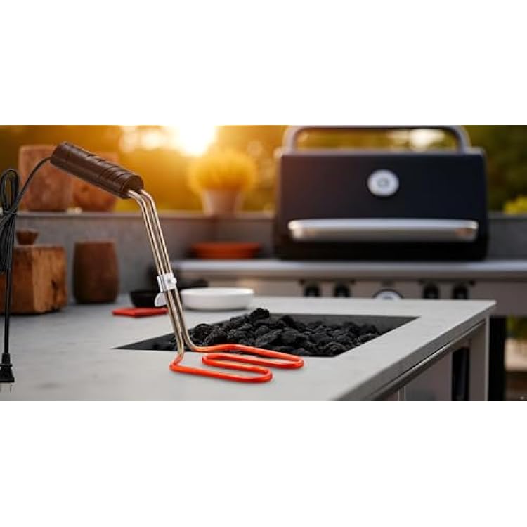 أداة إشعال الفحم الكهربائية للشواء Mata Leon Premium BBQ Grills Fireplace Tools أسهل وأسرع لإشعال كتل الفحم | بدون شرارات أو رماد | ملفات عناصر حرارية متينة 304 مع كابل بطول 5 أقدام