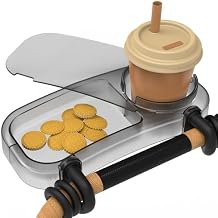 Upgraded Universal Stroller Snack Tray, Cup Holder Stroller Tray with Silicone Flexible Arms Grip, Stroller Tray Attachment for Baby Toddler Holder Stroller Accessories for Snacks On The Go