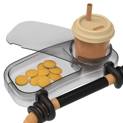 Upgraded Universal Stroller Snack Tray, Cup Holder Stroller Tray with Silicone Flexible Arms Grip, Stroller Tray Attachment for Baby Toddler Holder Stroller Accessories for Snacks On The Go