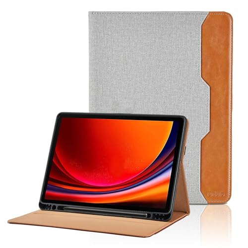 Coque Samsung Galaxy Tab S10 Plus et S9+ 12.4 Pouces Étui Business en Cuir PU Gris