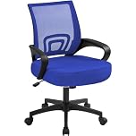 Yaheetech Office Chair Computer Chair Mid Back Adjustable Desk Chair with Lumbar Support Armrest, Swivel Mesh Task Gaming Chair for Home Office Study Blue