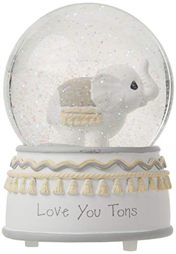 Precious Moments Resin/Glass Love You Tons Elephant Musical Snow Globe, Gray Chevron #TOP4