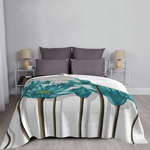 Couverture en flanelle gris sarcelle et blanc toutes tailles