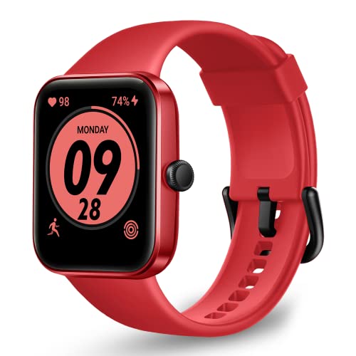 Octandra Go VeryFit Smart Watch HR Heart Rate Blood Oxygen Saturation & Sleep Monitor 1.69 Inch Activity Fitness Tracker Step Counter Pedometer Exercise Fitness Watches for Men & Women (ID207) (Red)