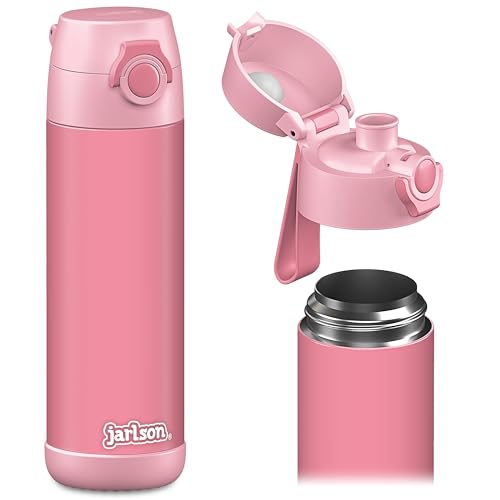 Image of Jarlson® Mali Children's Water Bottle, Thermal Stainless Steel Water Bottle, BPA-Free, Leak-Proof, Children's Bottle with Chug Lid, Bottle for School, Nursery (Pink, 18 oz)