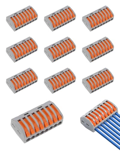 GAJUS 10PCS Connettori per Cavi Elettrici a 8 Porte, 250 V, 32 A, Morsetti Elettrici, Morsetti di Collegamento Rapido, Compact Connettore, per Installazioni Domestiche e Industriali