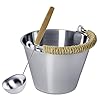 LUMO 8L Saunaeimer mit Kelle – Sauna Zubehör Set – geflochtener Griff, Edelstahl