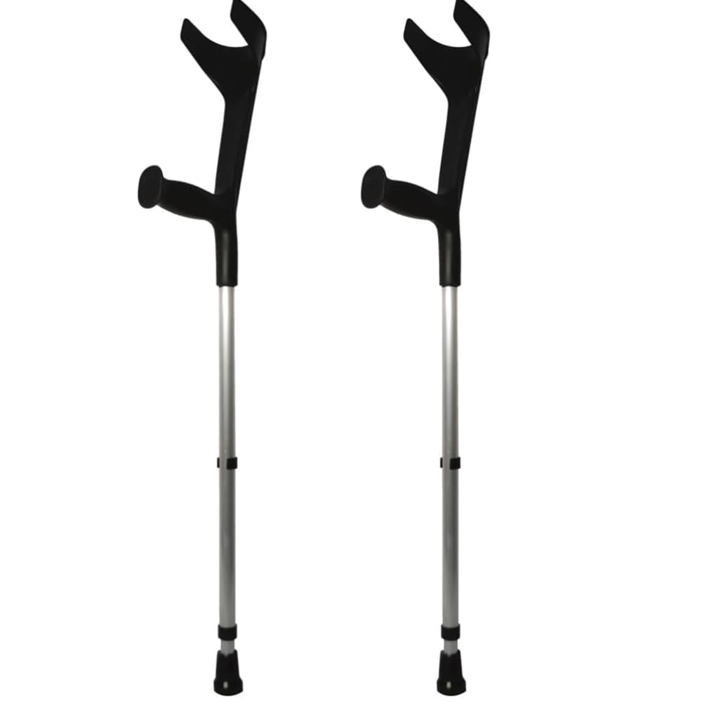 2 Muletas Inglesas para Adulto, Tipo Codo, Regulables, de Aluminio, Negro - Ayuda Técnica para Deambulación y Roturas Óseas (2 Unidades) Par de Muletas ajustables, con agarre cómodo