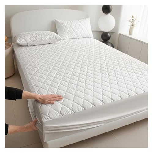 Protège-matelas respirant et imperméable pour lit double uni