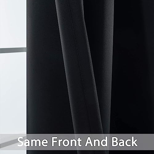 Yakamok Blackout Curtains Room Darkening Thermal Insulated Window Panels,Solid Grommet Top Drapes for Bedroom/Living Room(52Wx90L, Black, 2 Panels)