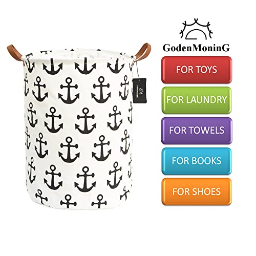 Laundry Baskets,Bedroom Hamper,Kitchen Organization,Godenmoning 62.8L Waterproof Round Cotton Linen Collapsible Storage Basket. (Anchor) #TOP2
