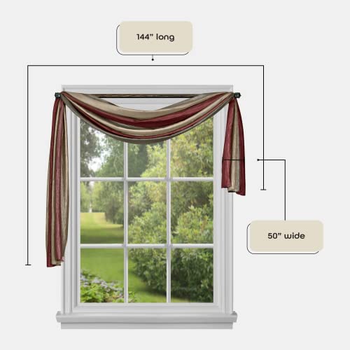 Sheer Window Scarf Valance, 50 Inch Width x 144 Inch Length (Burgundy), Light Filtering Polyester Curtain Scarf - Image 4