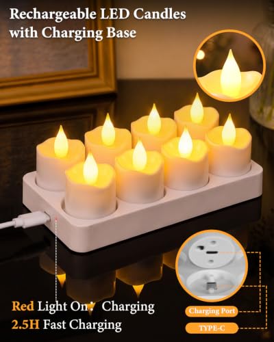 TOWPONICS Flickering Flameless Candles with Remote Timer & Charging Base — view 2
