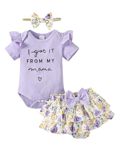 Image of Mioglrie Newborn Infant Baby Girl Clothes Romper Shorts Set Floral Summer Outfits Cute Baby Clothes Girl