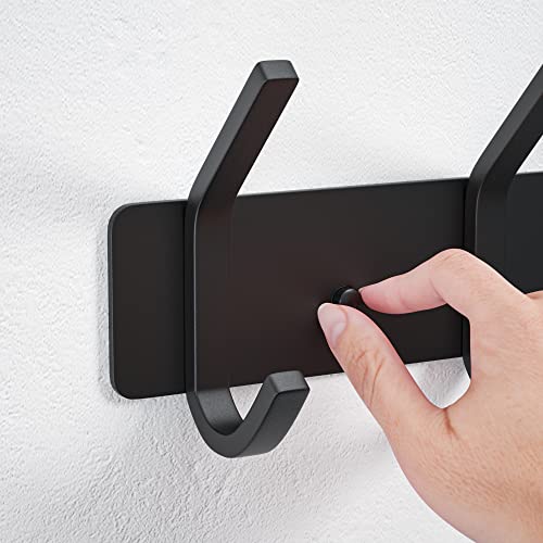 Image of VAEHOLD Wall Hooks Coat Hooks Wall Mounted, Coat Rack with 6 Double Hooks for Hanging Towel Hat Coat Robe Bag Key for Bathroom Kitchen Bedroom 2 Pack
