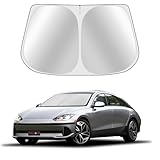 Toluoma Custom Fit Windshield Sun Shade for H-yun-dai Ioniq 6 2023-2025 - Full Coverage, 210T Reflective Fabric, Double-Layer Design - Blocks 99% UV Rays, Keeps Car Cool, Easy to Install and Store